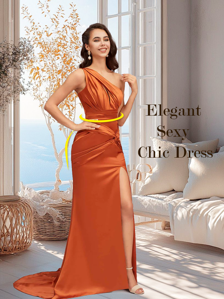 Sexy Side Slit Mermaid One Shoulder Long Soft Satin Bridesmaid Dresses Online