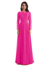 Elegant A-line Long Sleeves Lace Long Mother of The Bride Dresses