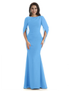 Casual Mermaid Chiffon Half Sleeves Long Mother of The Bride Dresses