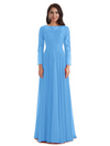 Elegant A-line Long Sleeves Lace Long Mother of The Bride Dresses