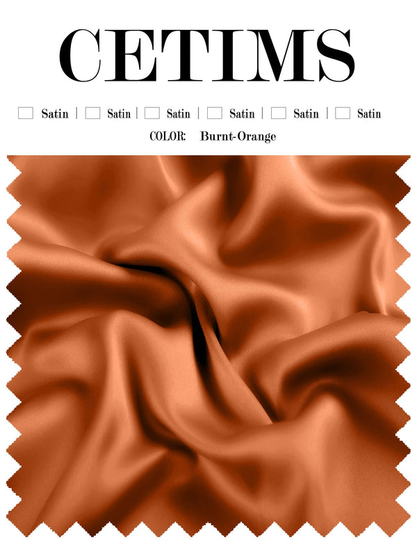 Soft Satin Fabric Swatch Burnt Orange