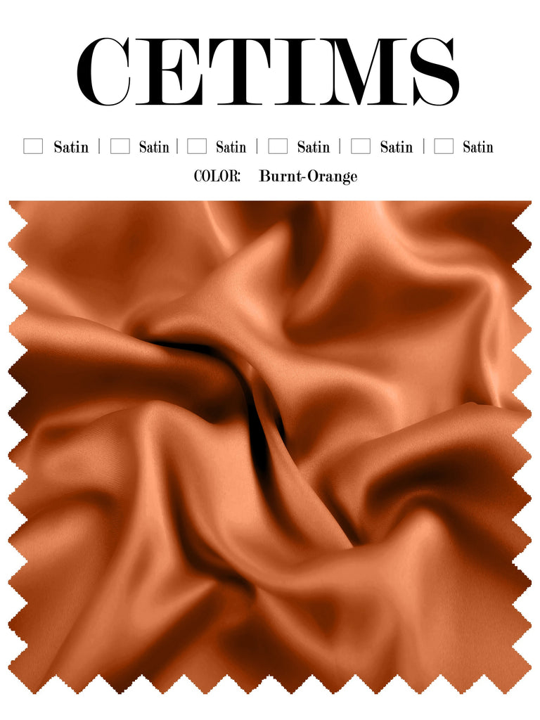 Soft Satin Fabric Swatch Burnt Orange