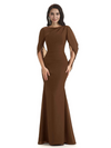 Casual Mermaid Chiffon Half Sleeves Long Mother of The Bride Dresses