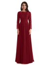 Elegant A-line Long Sleeves Lace Long Mother of The Bride Dresses