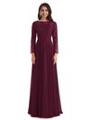 Elegant A-line Long Sleeves Lace Long Mother of The Bride Dresses