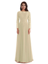 Elegant A-line Long Sleeves Lace Long Mother of The Bride Dresses