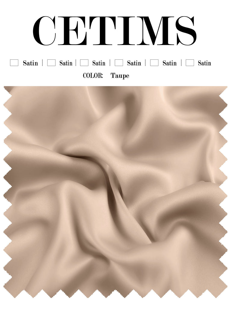 Soft Satin Fabric Swatch Taupe