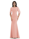Casual Mermaid Chiffon Half Sleeves Long Mother of The Bride Dresses