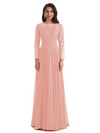 Elegant A-line Long Sleeves Lace Long Mother of The Bride Dresses