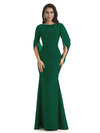 Casual Mermaid Chiffon Half Sleeves Long Mother of The Bride Dresses