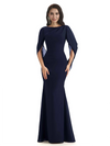 Casual Mermaid Chiffon Half Sleeves Long Mother of The Bride Dresses