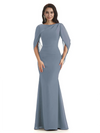 Casual Mermaid Chiffon Half Sleeves Long Mother of The Bride Dresses