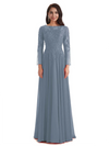 Elegant A-line Long Sleeves Lace Long Mother of The Bride Dresses