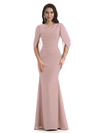 Casual Mermaid Chiffon Half Sleeves Long Mother of The Bride Dresses