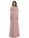 Elegant A-line Long Sleeves Lace Long Mother of The Bride Dresses