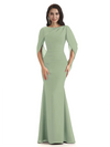 Casual Mermaid Chiffon Half Sleeves Long Mother of The Bride Dresses