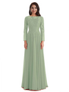 Elegant A-line Long Sleeves Lace Long Mother of The Bride Dresses