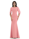 Casual Mermaid Chiffon Half Sleeves Long Mother of The Bride Dresses
