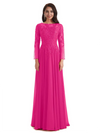 Elegant A-line Long Sleeves Lace Long Mother of The Bride Dresses