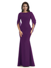 Casual Mermaid Chiffon Half Sleeves Long Mother of The Bride Dresses