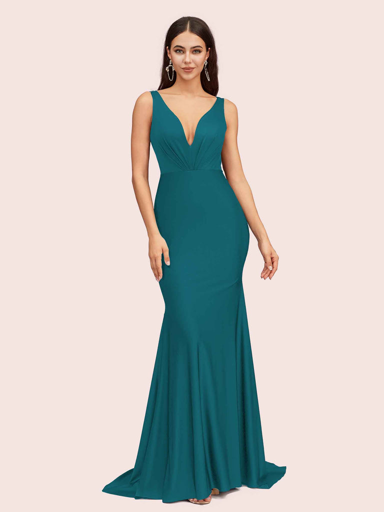 mermaid bridesmaid dresses online Cetims Elegant Mermaid One Shoulder Long Soft Satin Bridesmaid Dress Ideal for Weddings & Special Events Ivory
