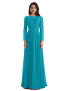 Elegant A-line Long Sleeves Lace Long Mother of The Bride Dresses