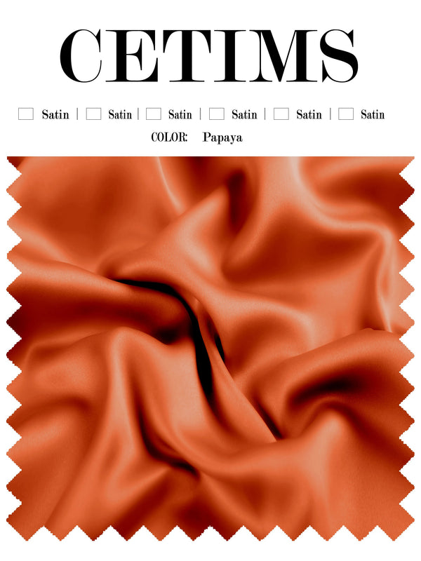 Soft Satin Fabric Swatch Papaya