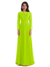 Elegant A-line Long Sleeves Lace Long Mother of The Bride Dresses
