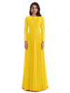 Elegant A-line Long Sleeves Lace Long Mother of The Bride Dresses