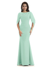 Casual Mermaid Chiffon Half Sleeves Long Mother of The Bride Dresses
