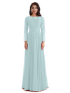 Elegant A-line Long Sleeves Lace Long Mother of The Bride Dresses