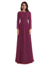 Elegant A-line Long Sleeves Lace Long Mother of The Bride Dresses