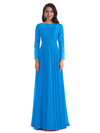 Elegant A-line Long Sleeves Lace Long Mother of The Bride Dresses