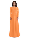 Elegant A-line Long Sleeves Lace Long Mother of The Bride Dresses