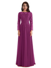 Elegant A-line Long Sleeves Lace Long Mother of The Bride Dresses
