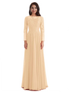 Elegant A-line Long Sleeves Lace Long Mother of The Bride Dresses