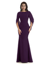 Casual Mermaid Chiffon Half Sleeves Long Mother of The Bride Dresses