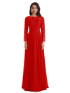 Elegant A-line Long Sleeves Lace Long Mother of The Bride Dresses