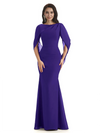 Casual Mermaid Chiffon Half Sleeves Long Mother of The Bride Dresses