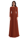 Elegant A-line Long Sleeves Lace Long Mother of The Bride Dresses