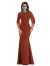 Casual Mermaid Chiffon Half Sleeves Long Mother of The Bride Dresses