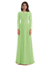 Elegant A-line Long Sleeves Lace Long Mother of The Bride Dresses