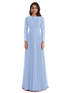 Elegant A-line Long Sleeves Lace Long Mother of The Bride Dresses