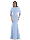 Casual Mermaid Chiffon Half Sleeves Long Mother of The Bride Dresses