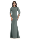 Casual Mermaid Chiffon Half Sleeves Long Mother of The Bride Dresses