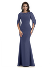 Casual Mermaid Chiffon Half Sleeves Long Mother of The Bride Dresses