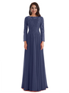 Elegant A-line Long Sleeves Lace Long Mother of The Bride Dresses
