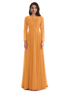 Elegant A-line Long Sleeves Lace Long Mother of The Bride Dresses