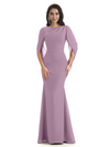 Casual Mermaid Chiffon Half Sleeves Long Mother of The Bride Dresses