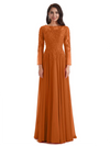 Elegant A-line Long Sleeves Lace Long Mother of The Bride Dresses